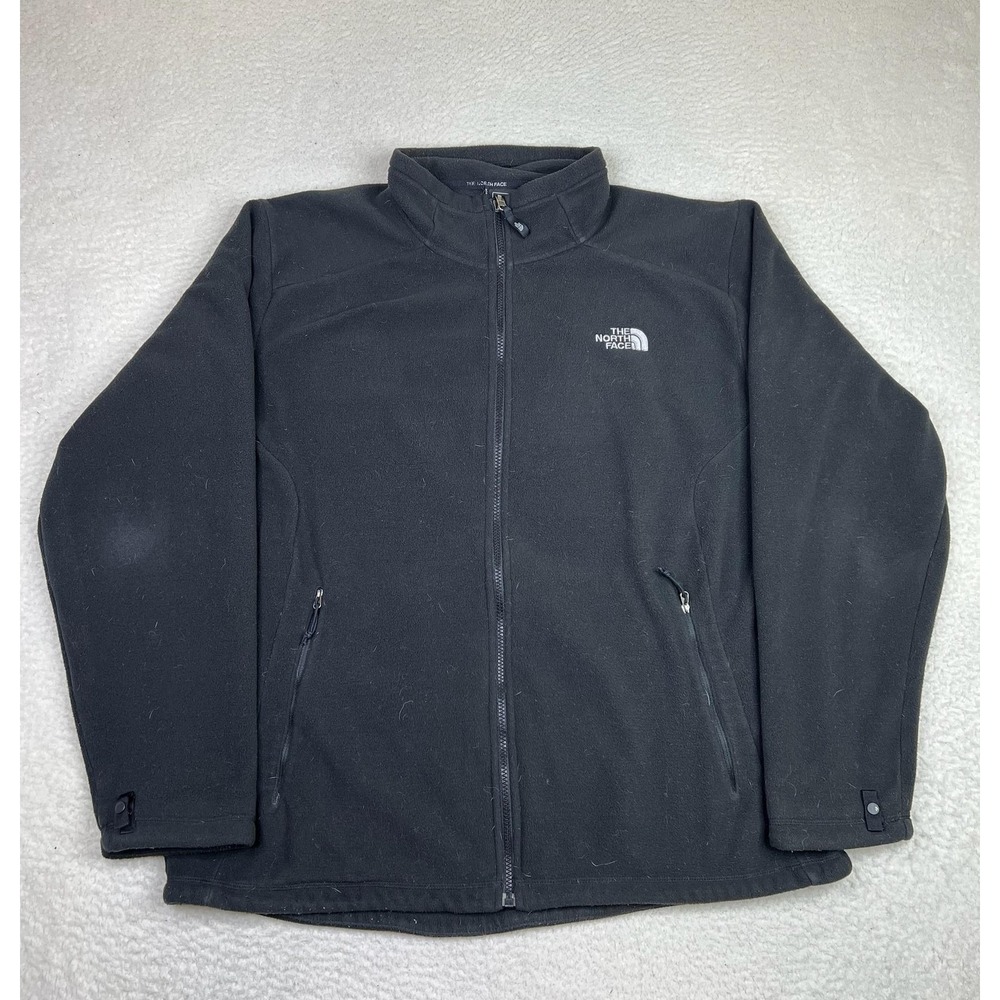 The North Face Fleece Jacket Mens 2XL Black Full Zip Stand Collar Pockets